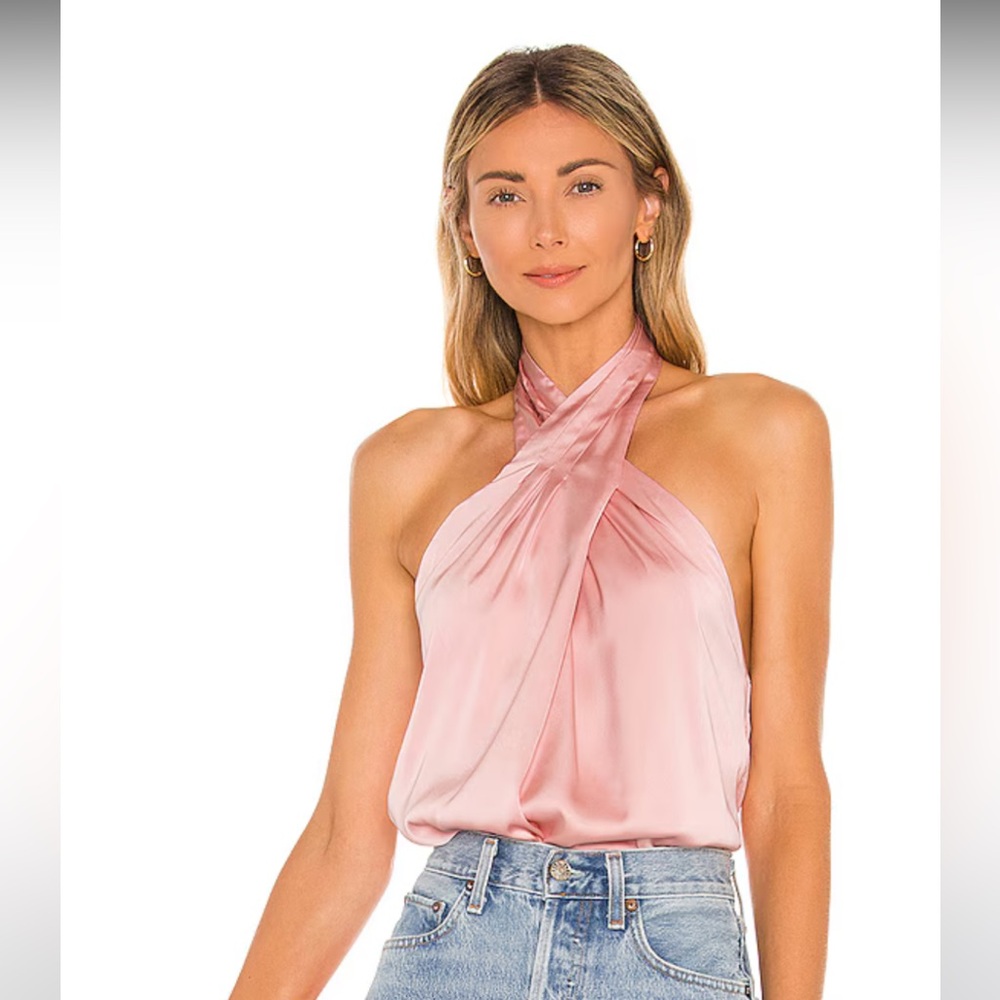 Superdown Amerie Pleated Halter Top in pink
